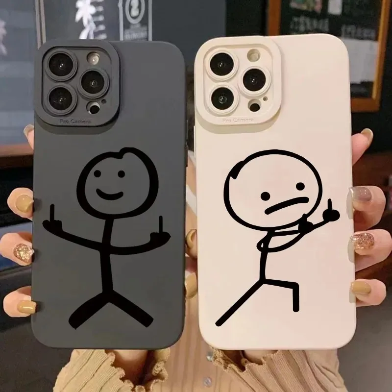 Apple Iphone 16 - Niedliche Cartoon-Streichholzmann Handyhülle aus mattem Silikon