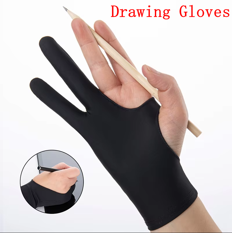 Drawing Glove Artist - Zwei-Finger-Antifouling-Zeichenhandschuh für Künstler, Zeichenstift, Grafik, Tablet-Pad,