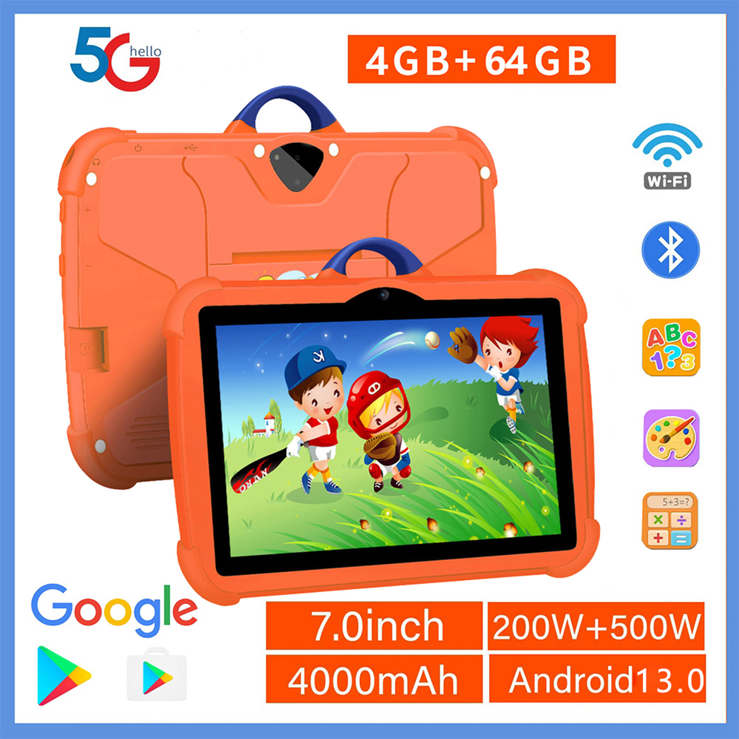 Kids Tablet With Accessories - Neue 5G WiFi 7 Zoll Google