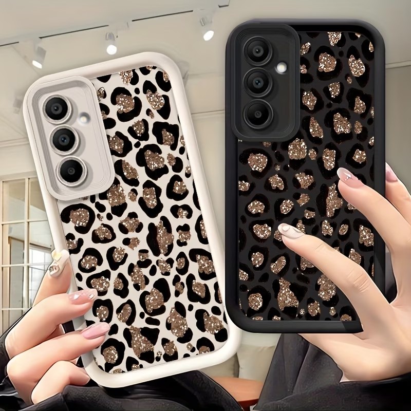 Samsung Galaxy A55 - Glitzernde Leopardenmuster-Silikon-Handyhülle für Samsung Galaxy A73