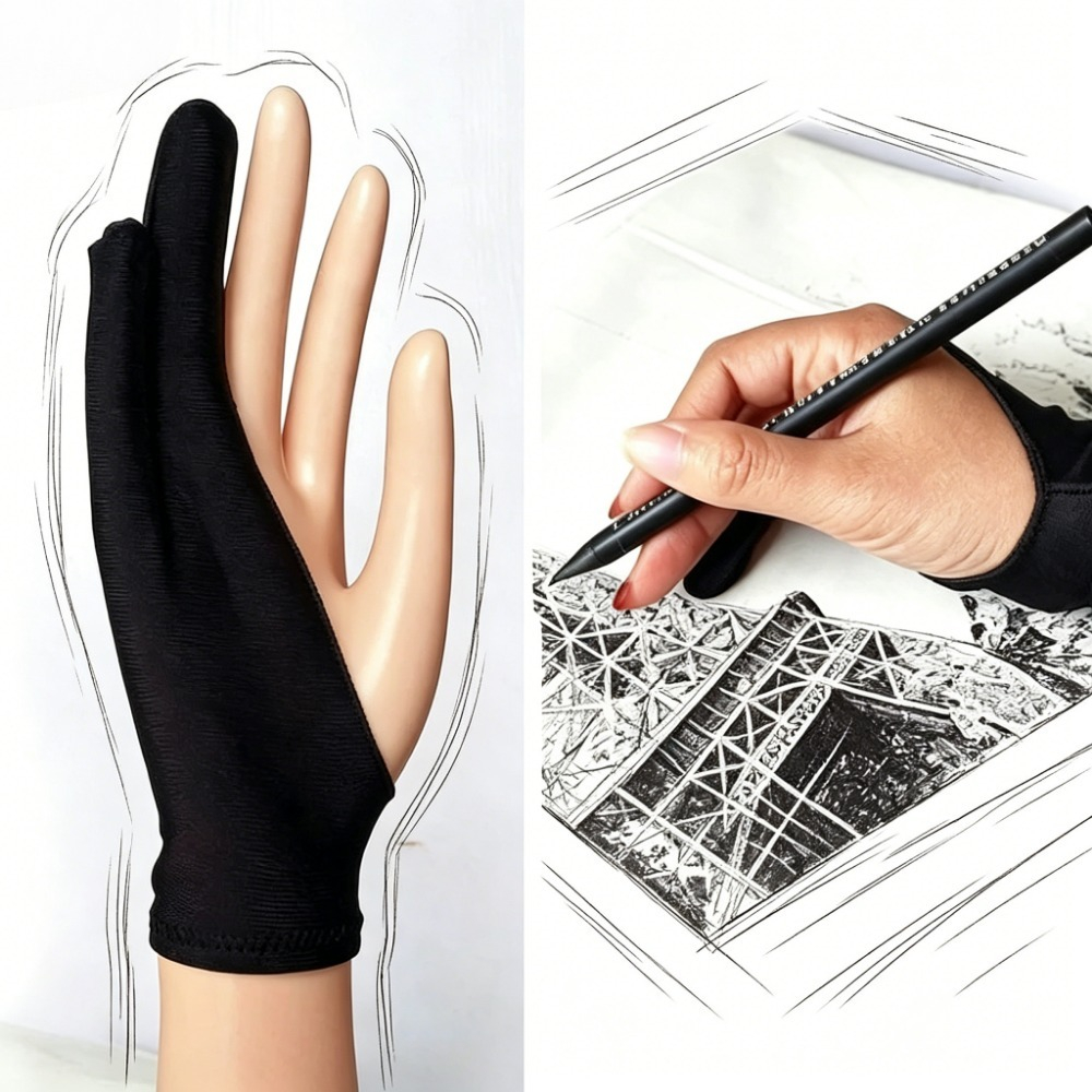 Drawing Glove Artist - Künstler-Zwei-Finger-Handschuhe, Anti-Touchscreen-Schutz für Zeichnen, Skizzieren, Malen